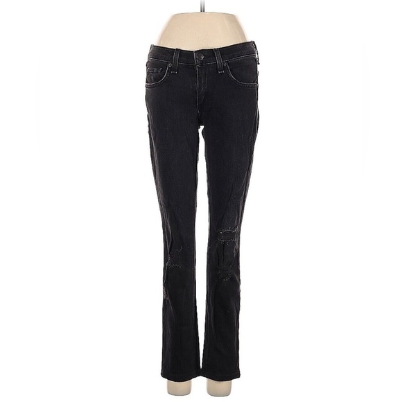 Rag & Bone Women’s Cate Mid-rise Skinny in Charcoal, ripped, size 27 - Picture 1 of 7